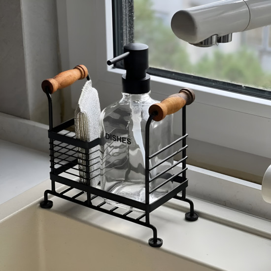 Glass Soap Dispenser with Metal Stand
